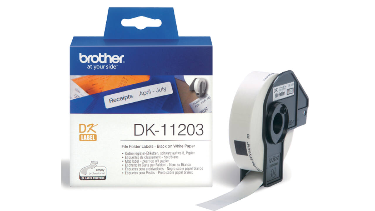Etiket Brother DK-11203 naamkaart ordner 17x87mm 1 rol á 300 stuks wit