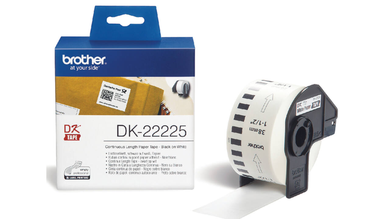 Etiket Brother DK-22225 doorlopend 38mm 1 rol á 30m wit