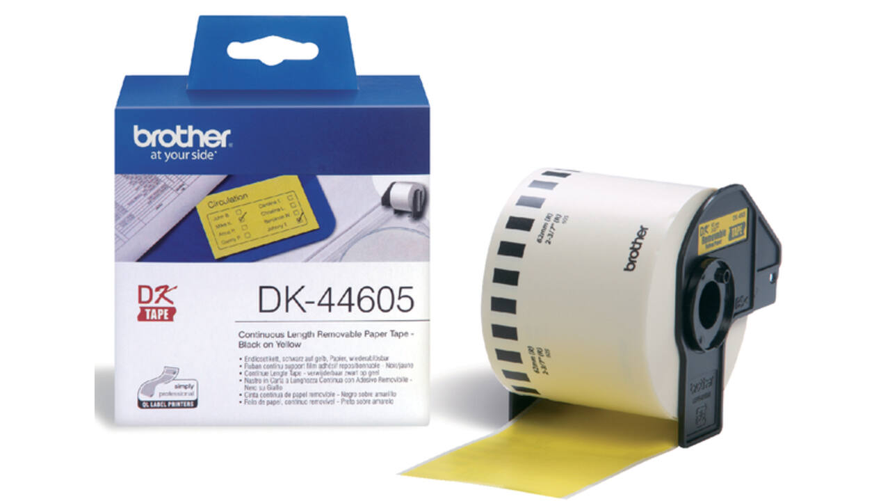 Etiket Brother DK-44605 doorlopend 62mm 1 rol á 30m geel