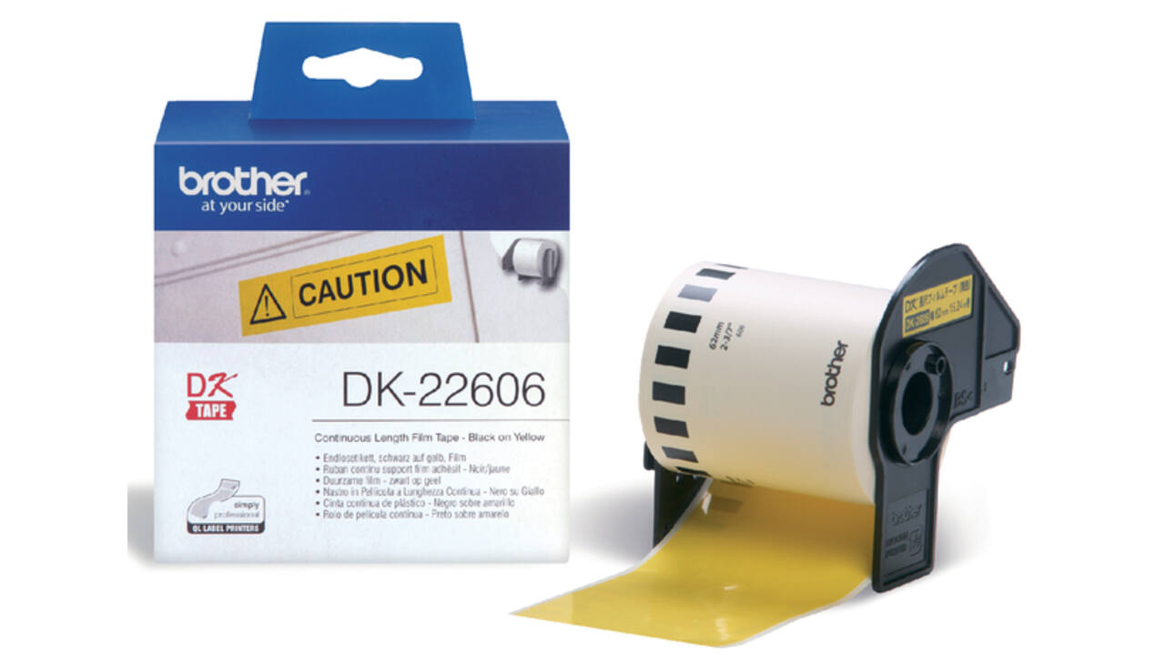 Etiket Brother DK-22606 doorlopend 62mm 1 rol á 15m geel