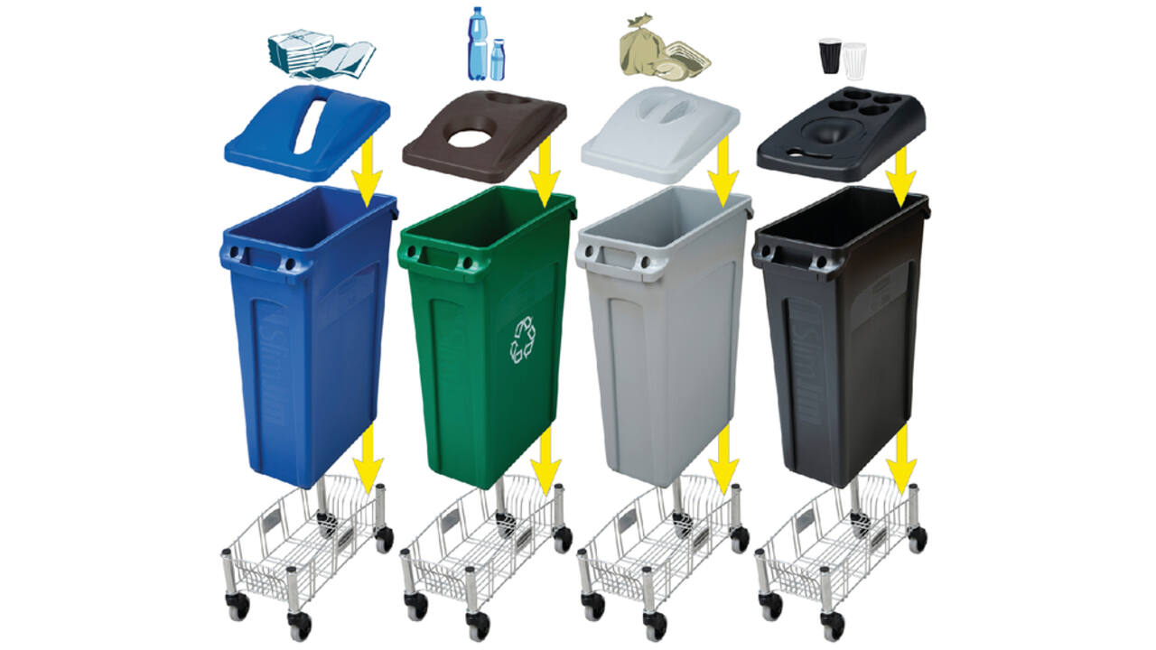 Afvalbak Rubbermaid Slim Jim Vented met luchtsleuven 87 liter grijs