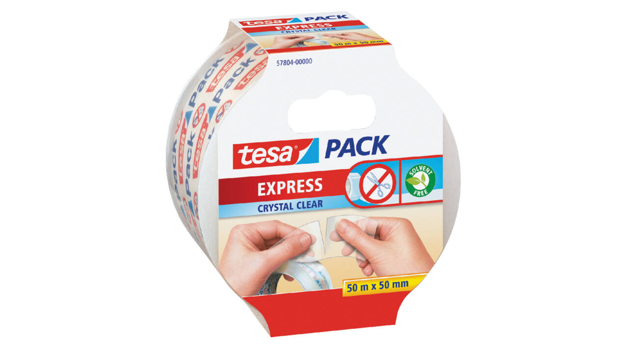 Verpakkingstape tesapack® Express Crystal Clear 50mx50mm handscheurbaar transparant