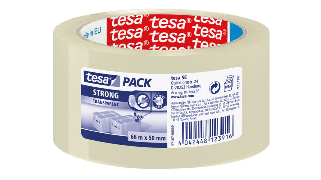 Verpakkingstape tesapack® Strong 66mx50mm PP transparant