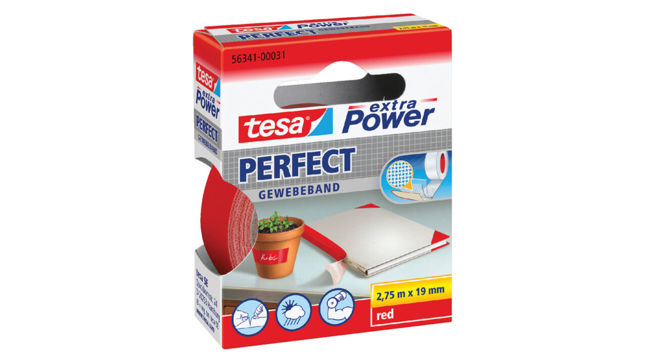 Textieltape tesa® extra Power Perfect 2.75mx19mm rood
