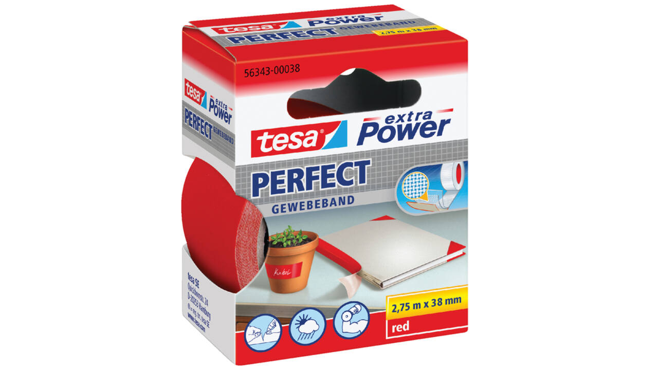 Textieltape tesa® extra Power Perfect 2.75mx38mm rood