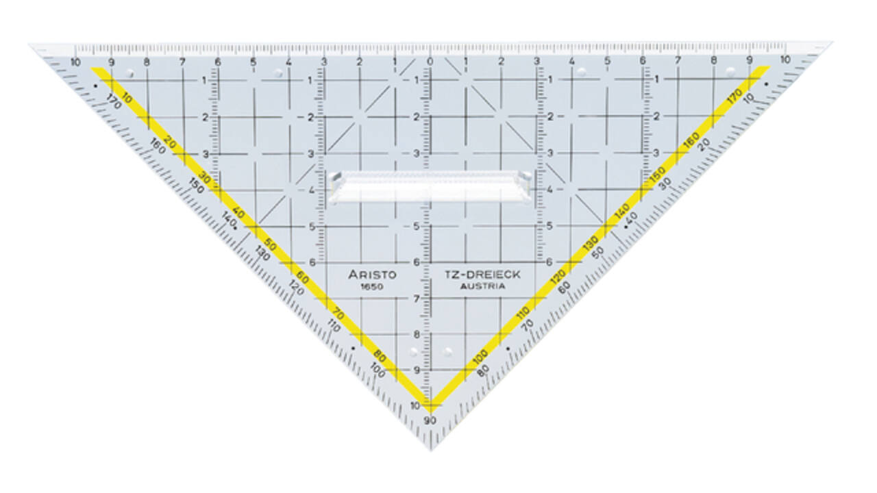 Geodriehoek Aristo 1650/2 225mm met greep transparant