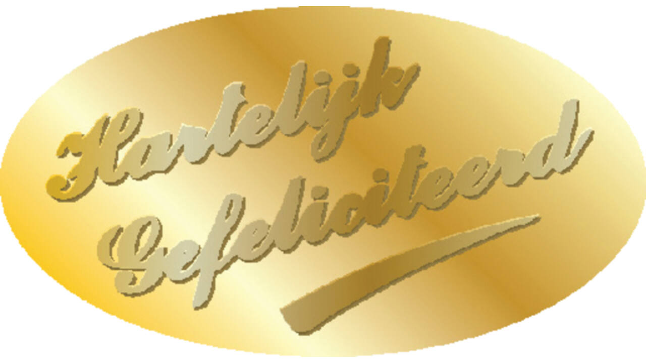 Etiket Haza hartelijk gefeliciteerd goud à 1000 stuks