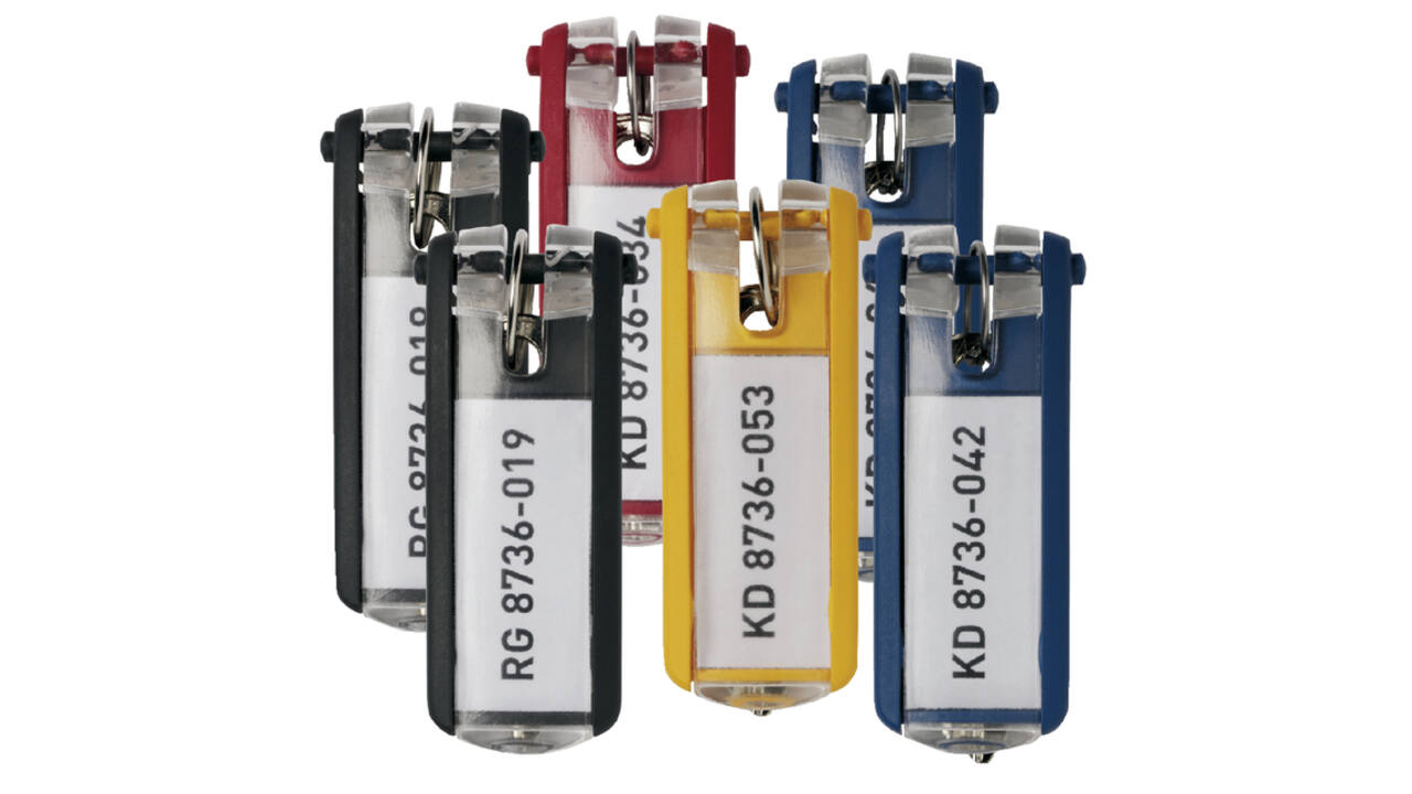 Sleutellabel Durable met ring assorti 6 stuks