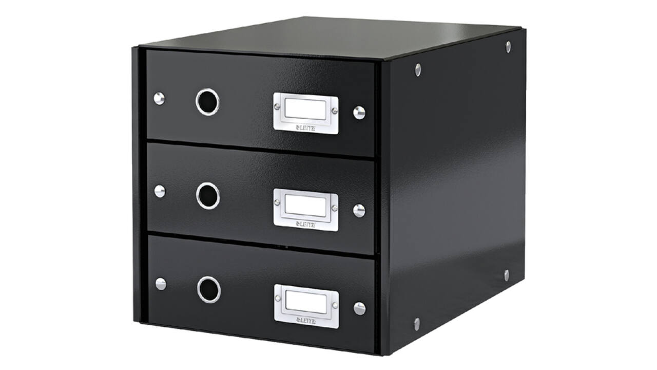 Ladenkast Leitz Click & Store WOW 3 laden gerecycled karton zwart