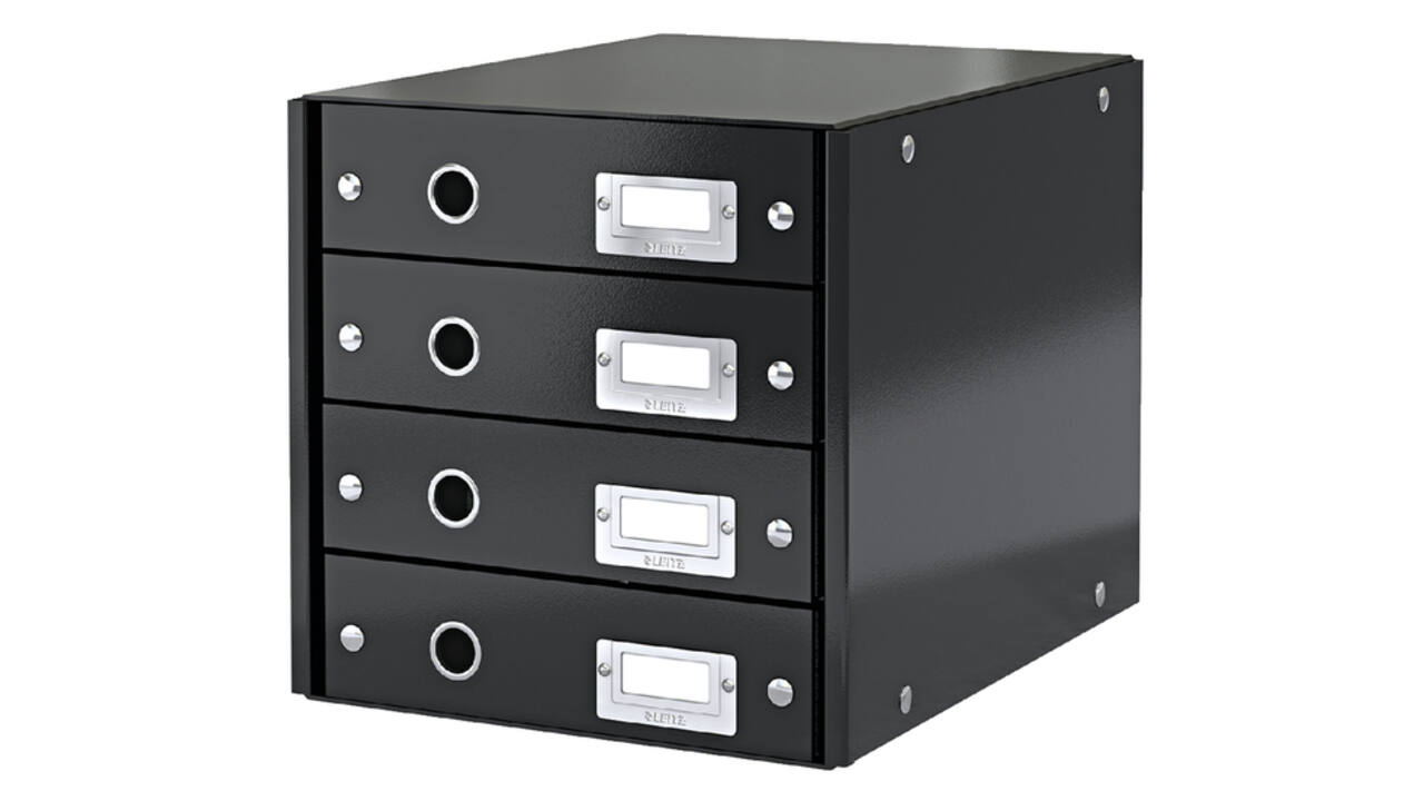 Ladenkast Leitz WOW Click & Store 4 laden gerecycled karton zwart