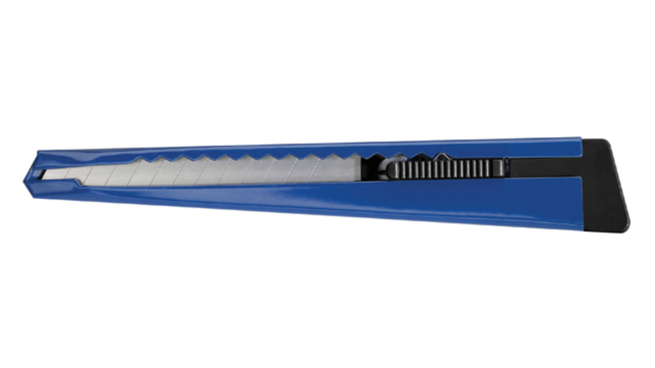 Snijmes Westcott Office 9mm met schuifsluiting en metalen houder blauw