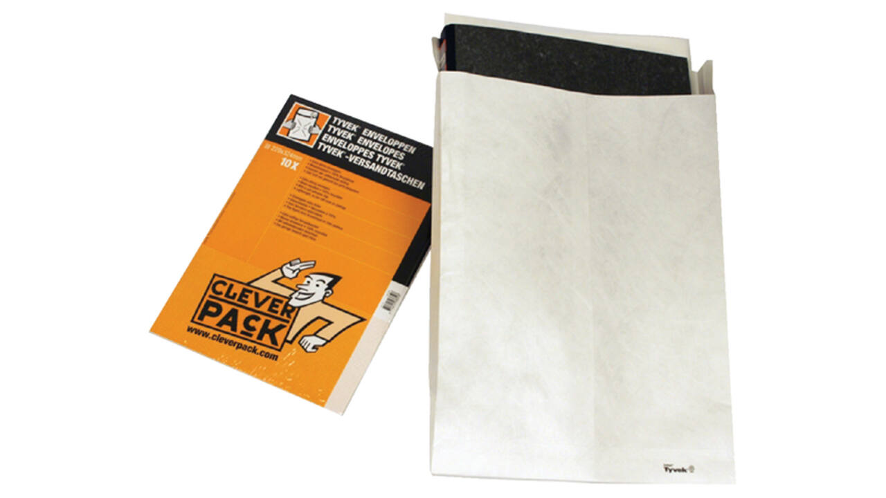 Envelop CleverPack Tyvek E4 305x394mm zelfklevend wit pak à 10 stuks