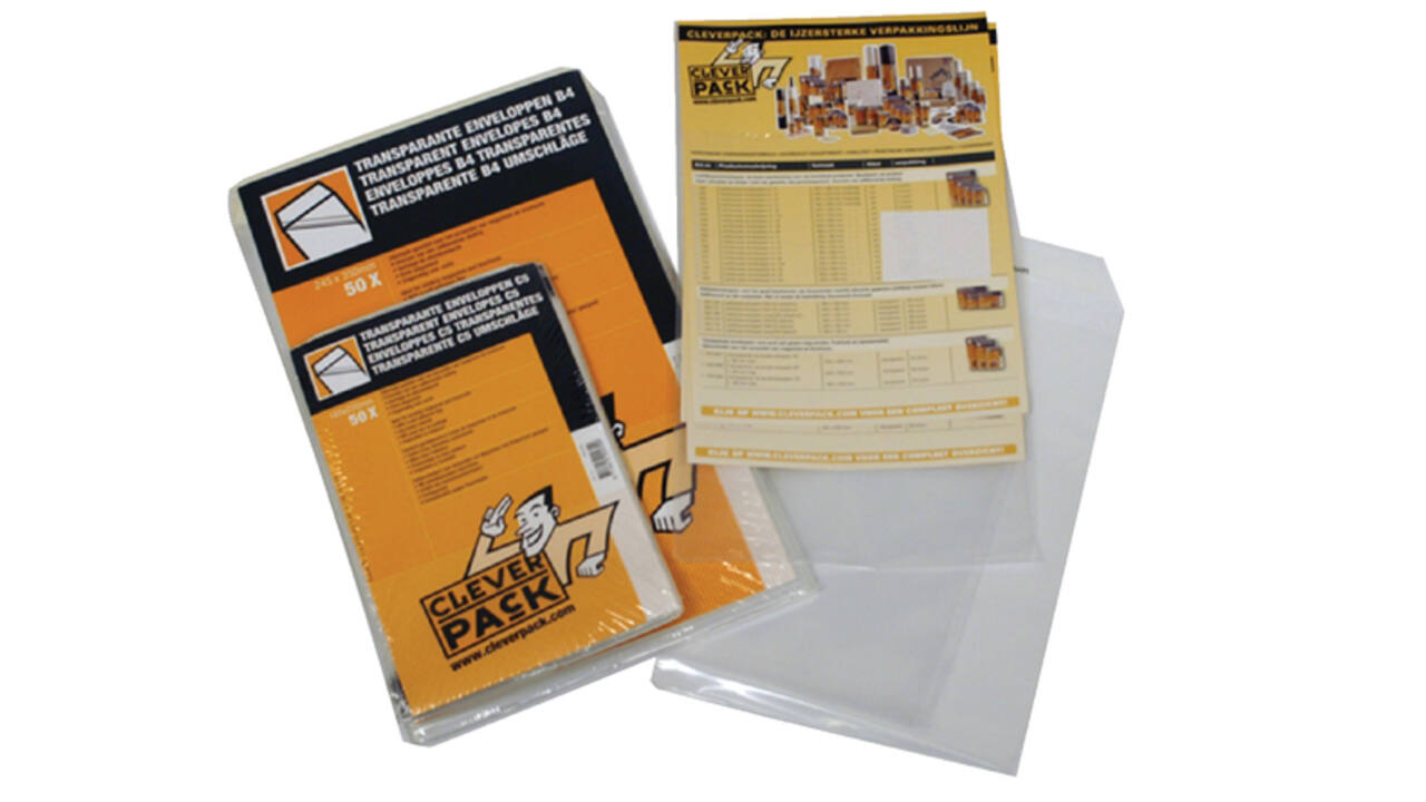 Envelop CleverPack akte B4 245x350mm zelfklevend transparant 50 stuks