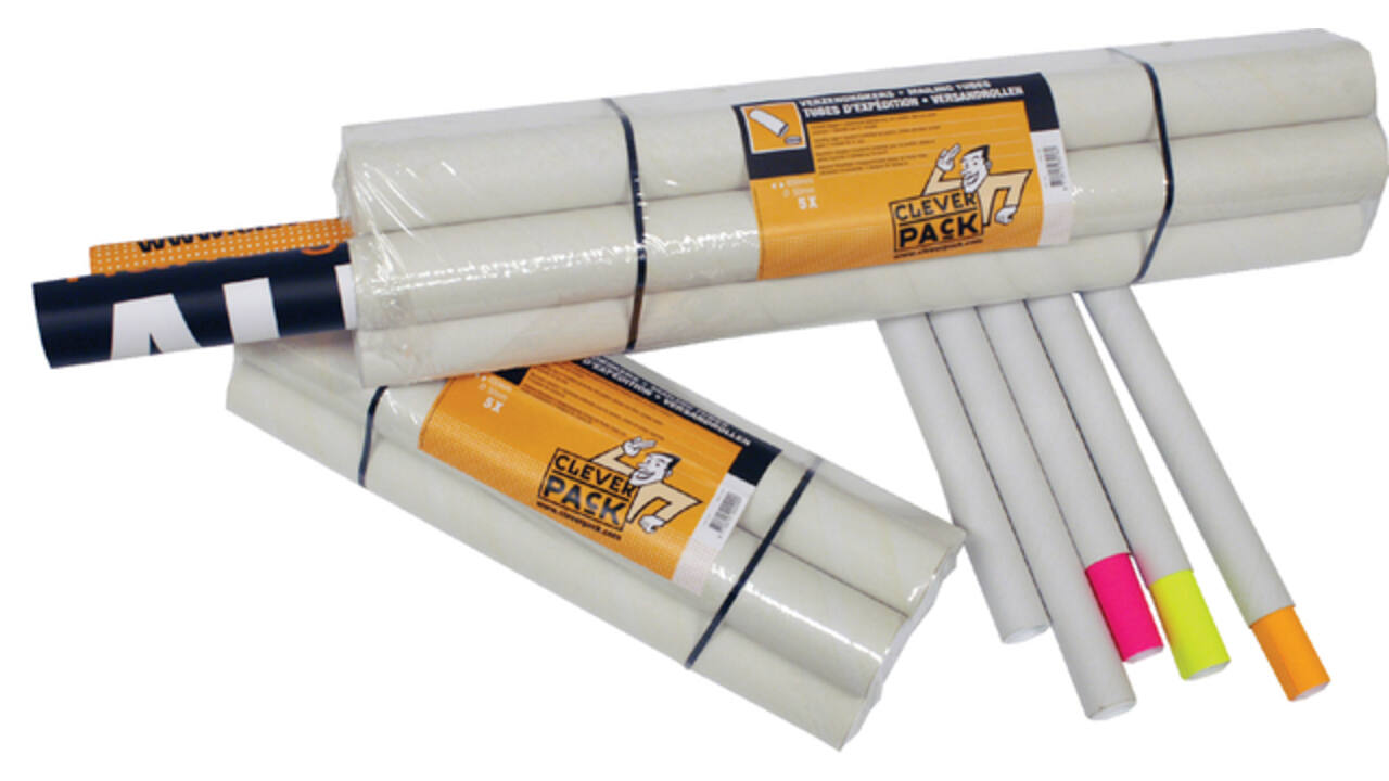 Verzendkoker CleverPack A0 850x50x1.5 met doppen wit pak à 5 stuks