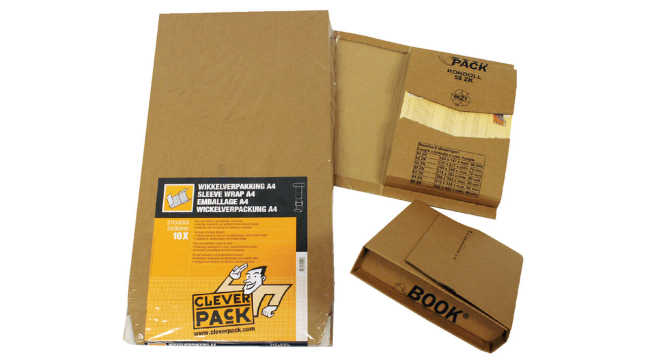 Wikkelverpakking CleverPack A4 zelfklevend bruin pak à 25 stuks