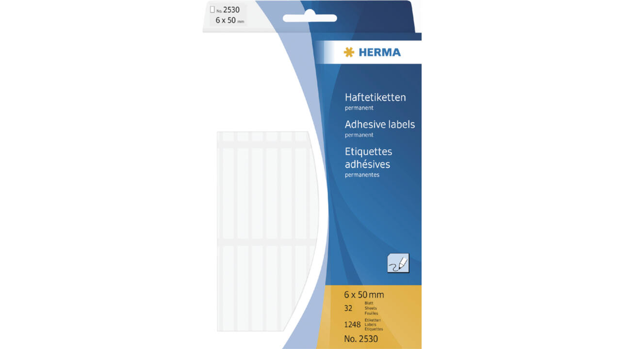 Etiket HERMA 2530 6x50mm wit 1248 stuks