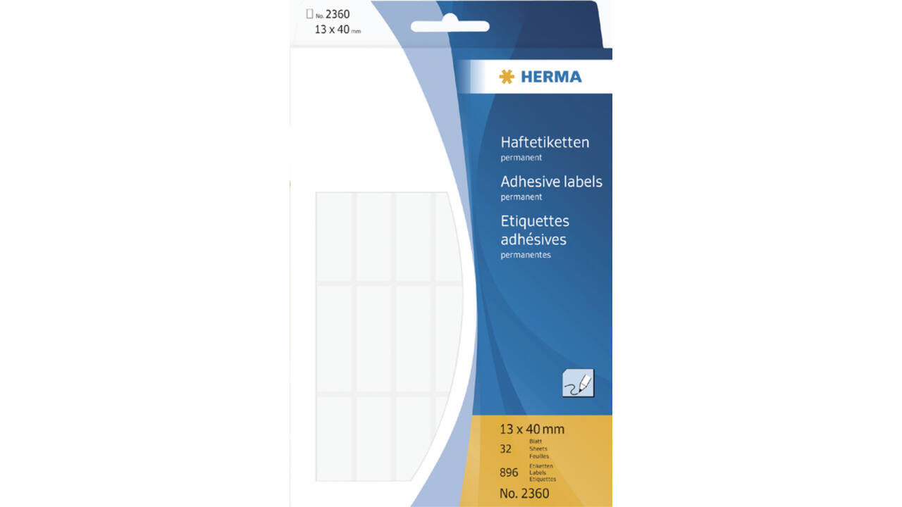 Etiket HERMA 2360 13x40mm wit 896 stuks