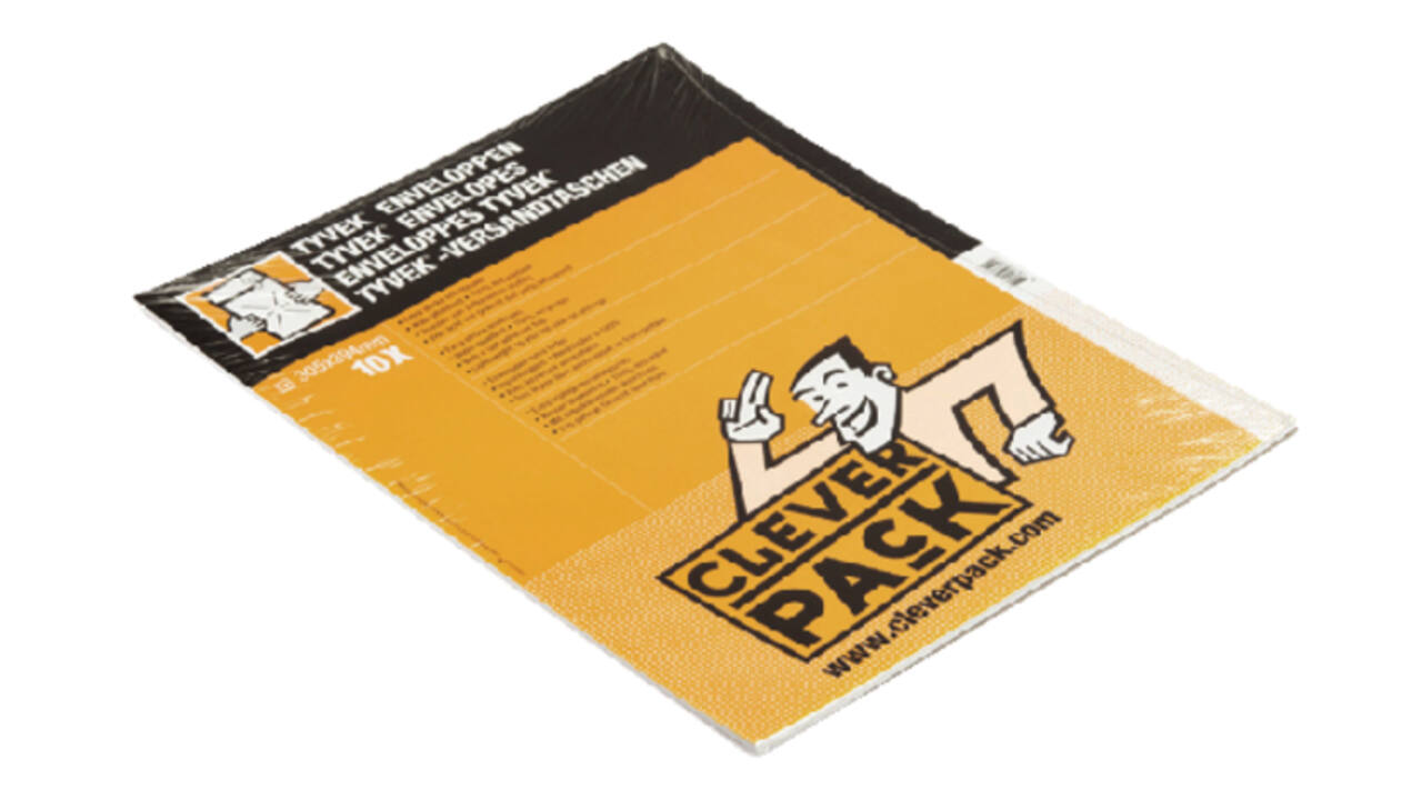 Envelop CleverPack Tyvek E4 305x394mm zelfklevend wit pak à 10 stuks