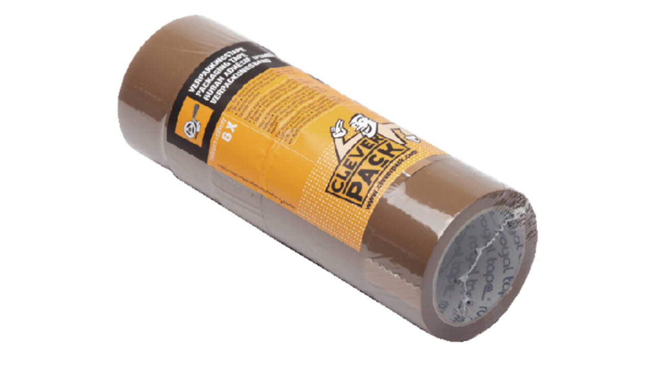 Verpakkingstape CleverPack 48mmx66m bruin PP seal à 6 rollen