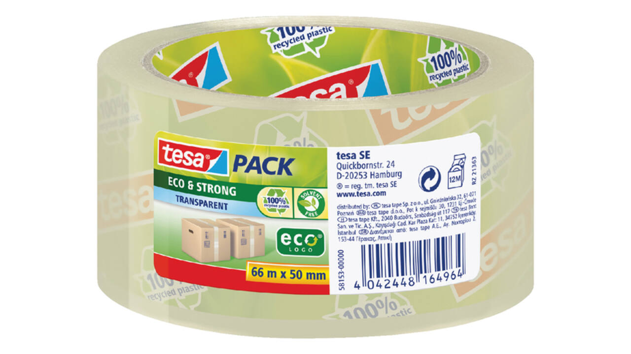 Verpakkingstape tesapack® Eco & Strong 66mx50mm transparant