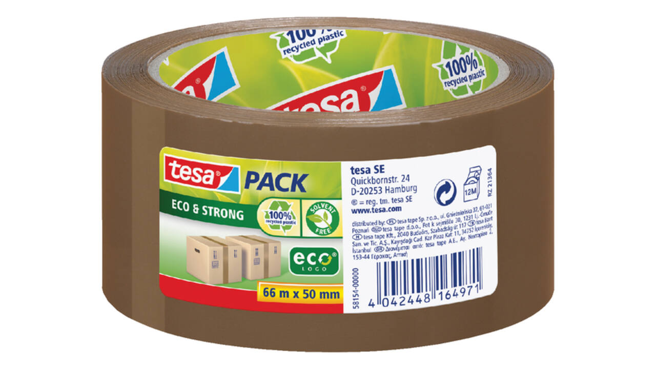 Verpakkingstape tesapack® Eco & Strong 66mx50mm bruin
