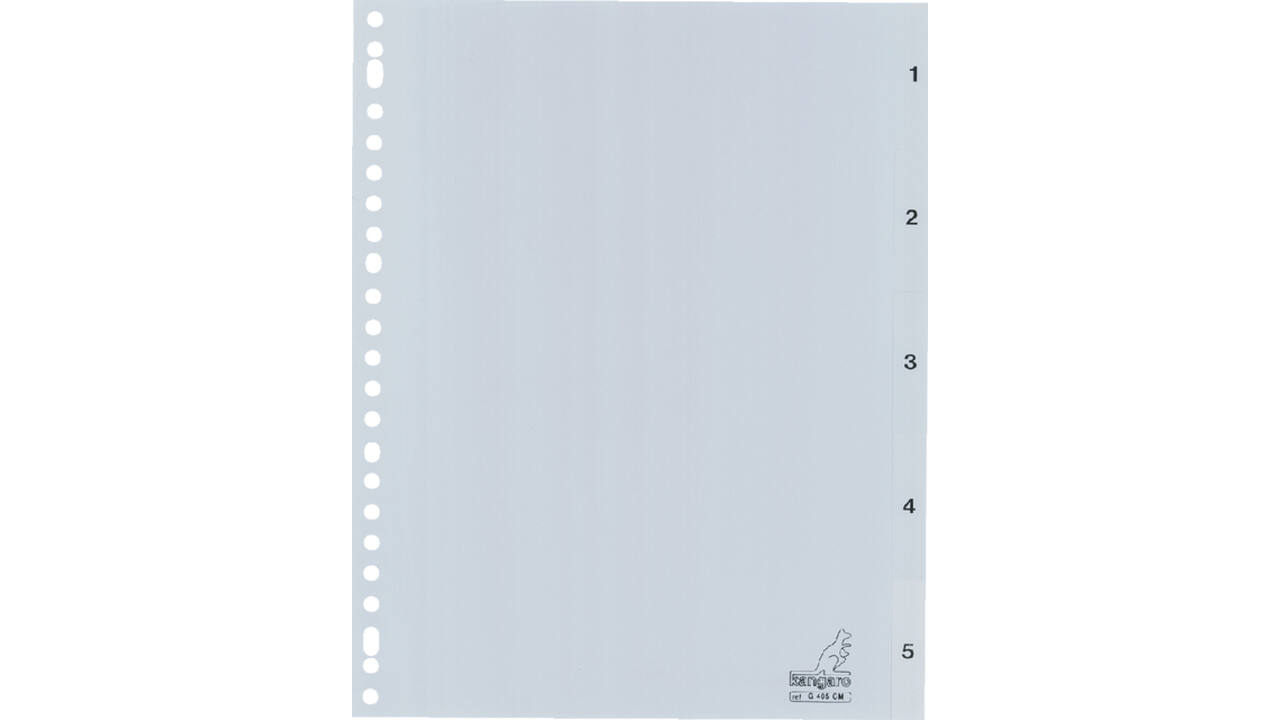 Tabbladen Kangaro 23-gaats G405CM 1-5 genummerd grijs PP