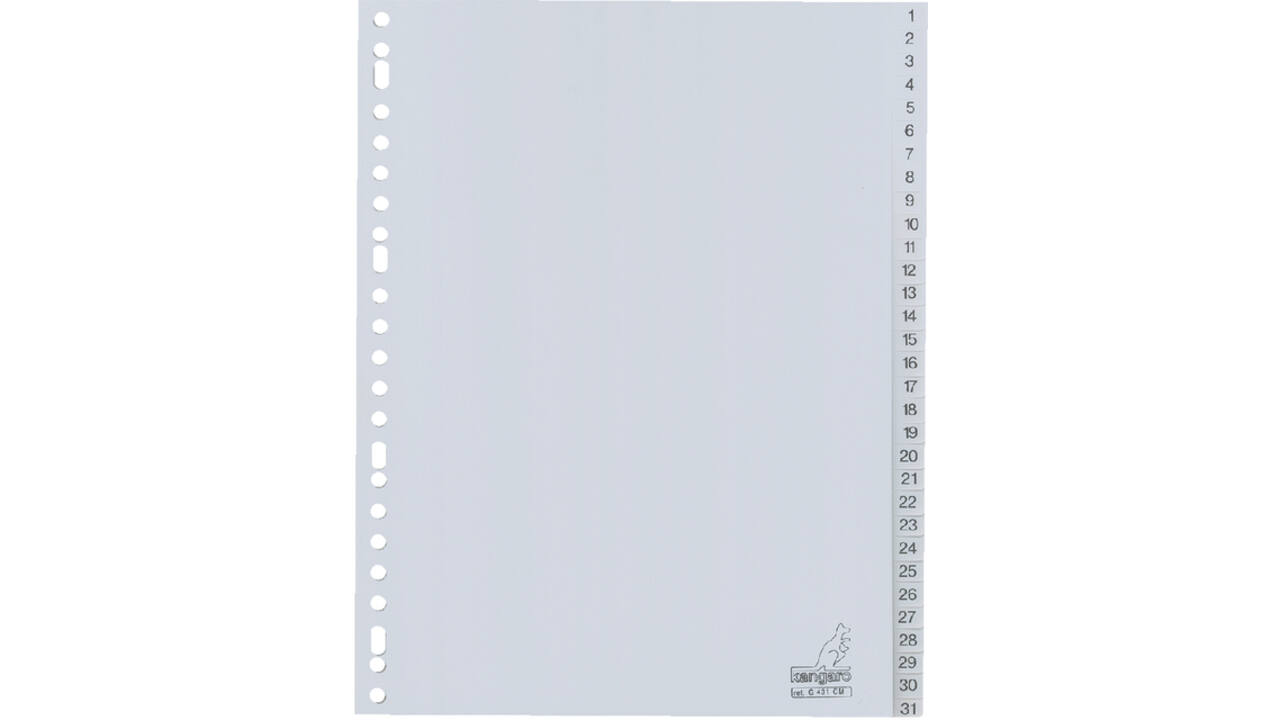Tabbladen Kangaro 23-gaats G431CM 1-31 genummerd grijs PP