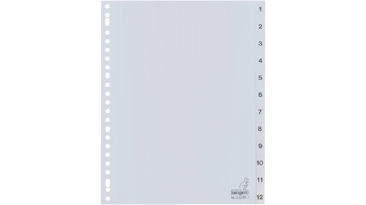 Tabbladen Kangaro 23-gaats G412CM 1-12 genummerd grijs PP