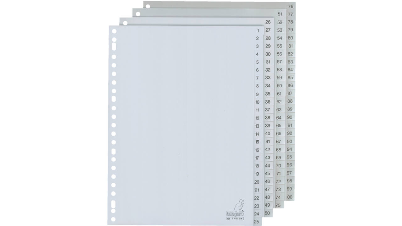 Tabbladen Kangaro 23-gaats G4100CM 1-100 genummerd grijs PP