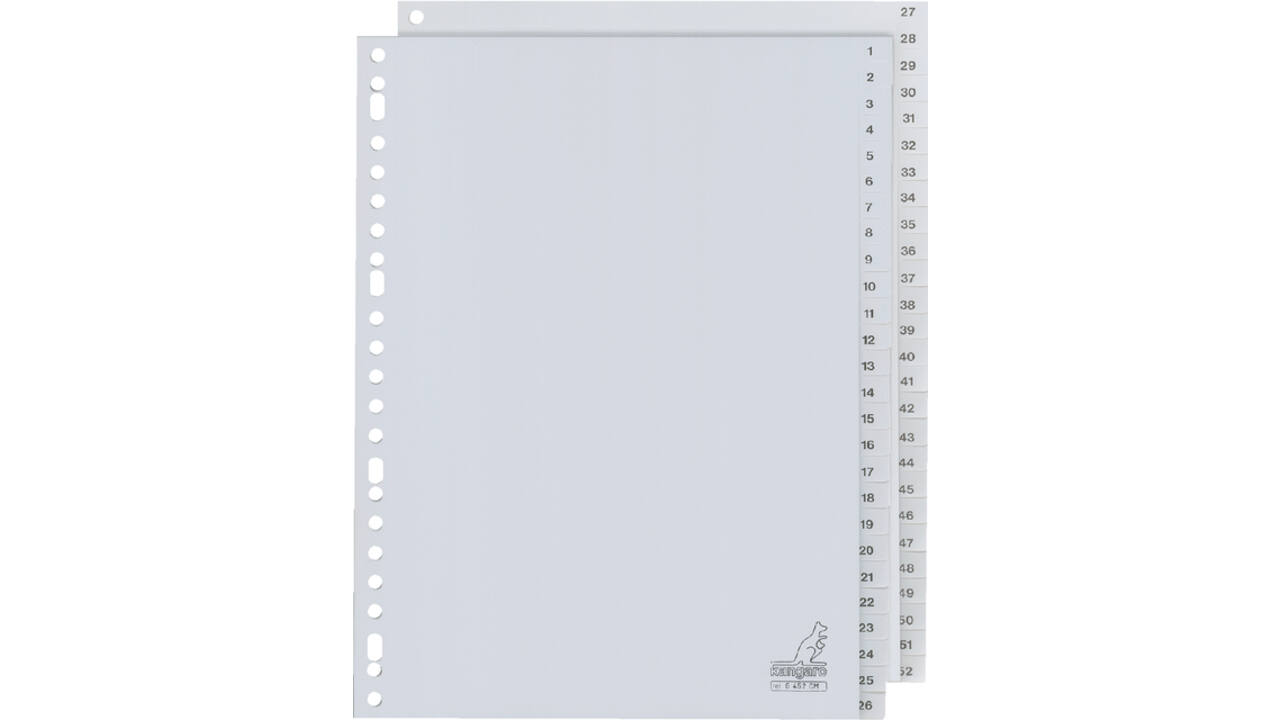 Tabbladen Kangaro 23-gaats G452CM 1-52 genummerd grijs PP