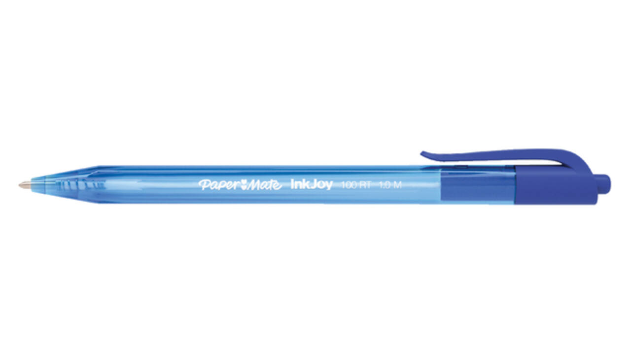 Balpen Paper Mate Inkjoy 100RT medium blauw valuepack 80+20 gratis