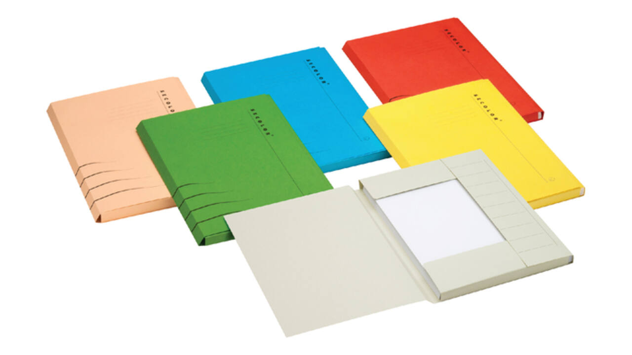 Dossiermap Secolor folio 3 klep 100% gerecycled karton 250 gr geel