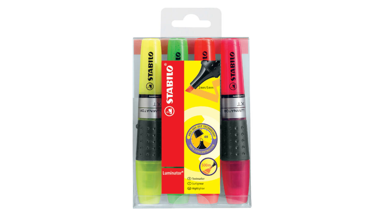 Markeerstift STABILO Luminator XT assorti 71/4 assorti etui à 4 stuks