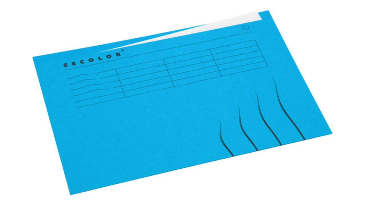 Vouwmap Secolor met tabrand A4 100% gerecycled karton 250gr Blauw