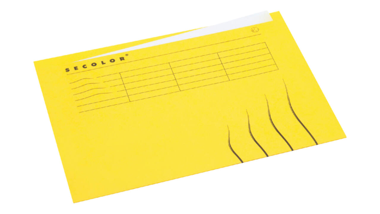 Vouwmap Secolor met tabrand A4 100% gerecycled karton 250gr Geel