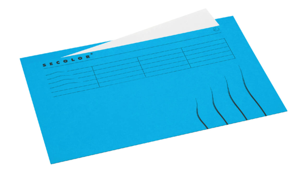 Vouwmap Secolor met tabrand Folio 100% gerecycled karton 250gr Blauw