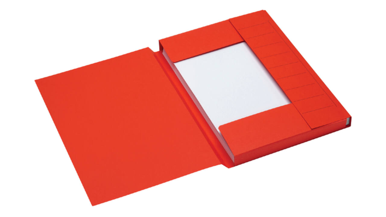 Dossiermap Secolor A4 3 kleppen 100% gerecycled karton 250 gr rood