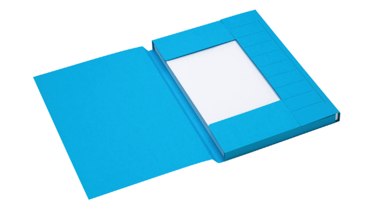 Dossiermap Secolor A4 3 kleppen 100% gerecycled karton 250 gr blauw