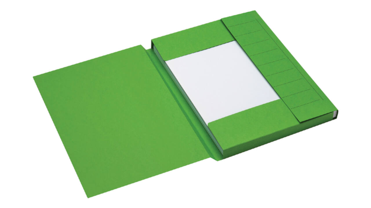Dossiermap Secolor A4 3 kleppen 100% gerecycled karton 250 gr groen