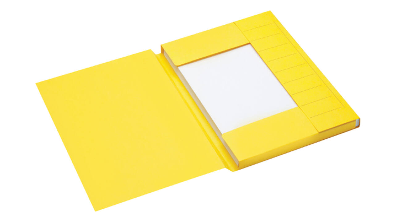 Dossiermap Secolor A4 3 kleppen 100% gerecycled karton 250 gr geel