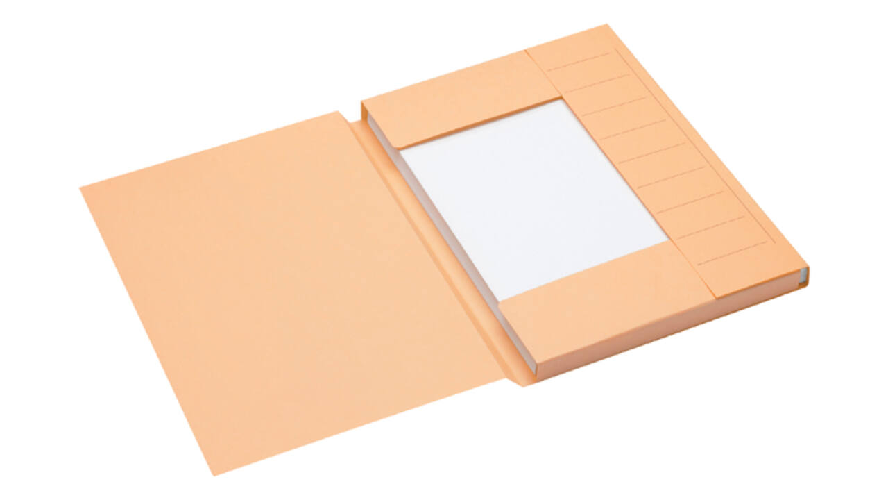 Dossiermap Secolor A4 3 kleppen 100% gerecycled karton 250 gr chamois