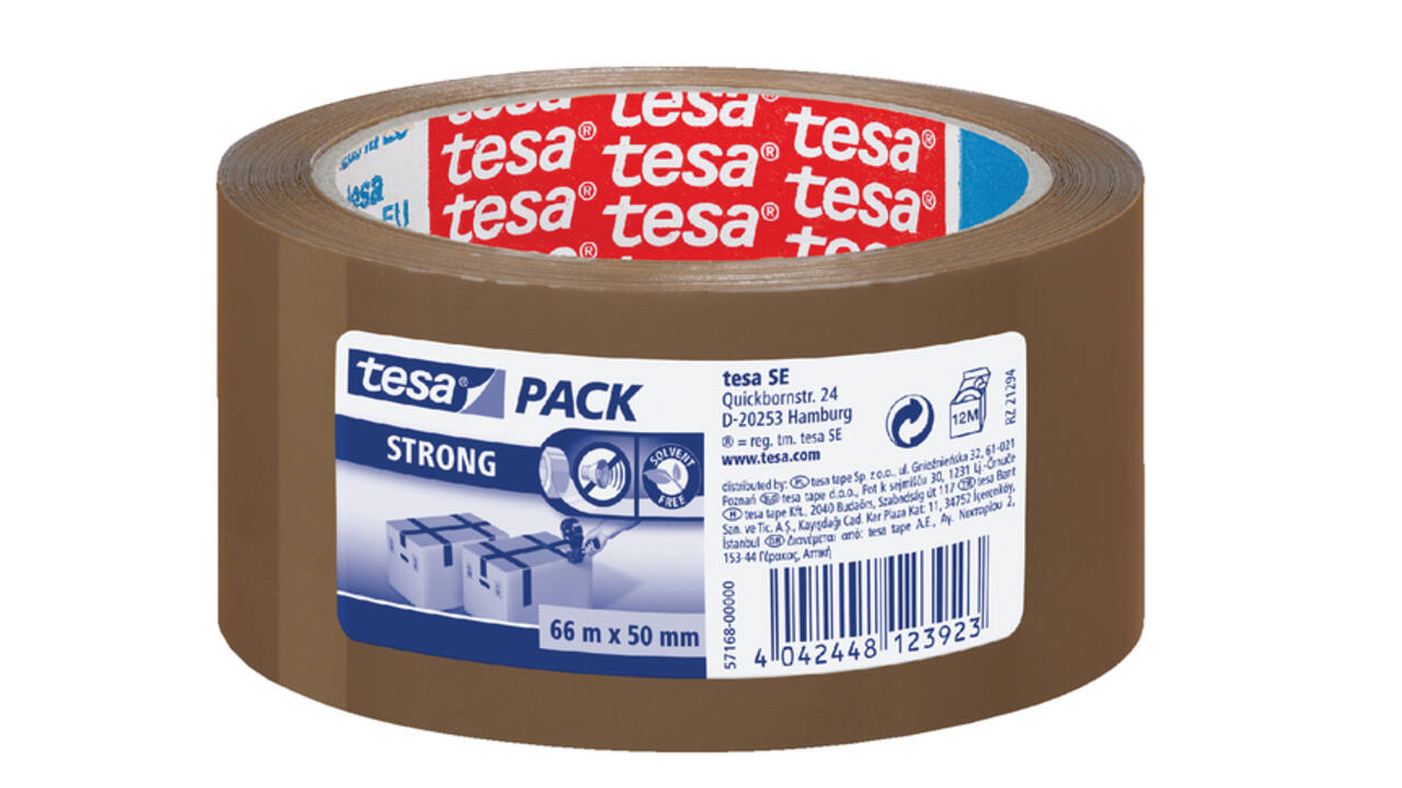 Verpakkingstape tesapack® Strong 66mx50mm PP bruin