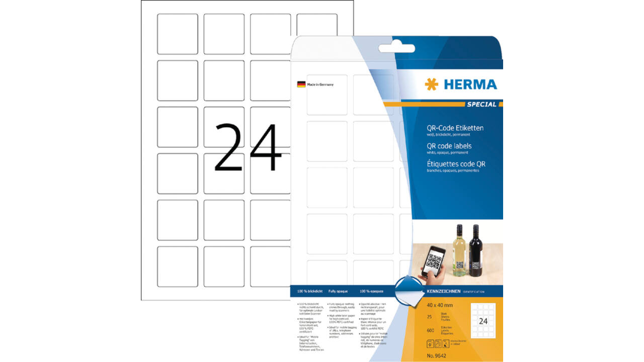 Etiket HERMA 9642 40x40mm QR-code wit 600 stuks
