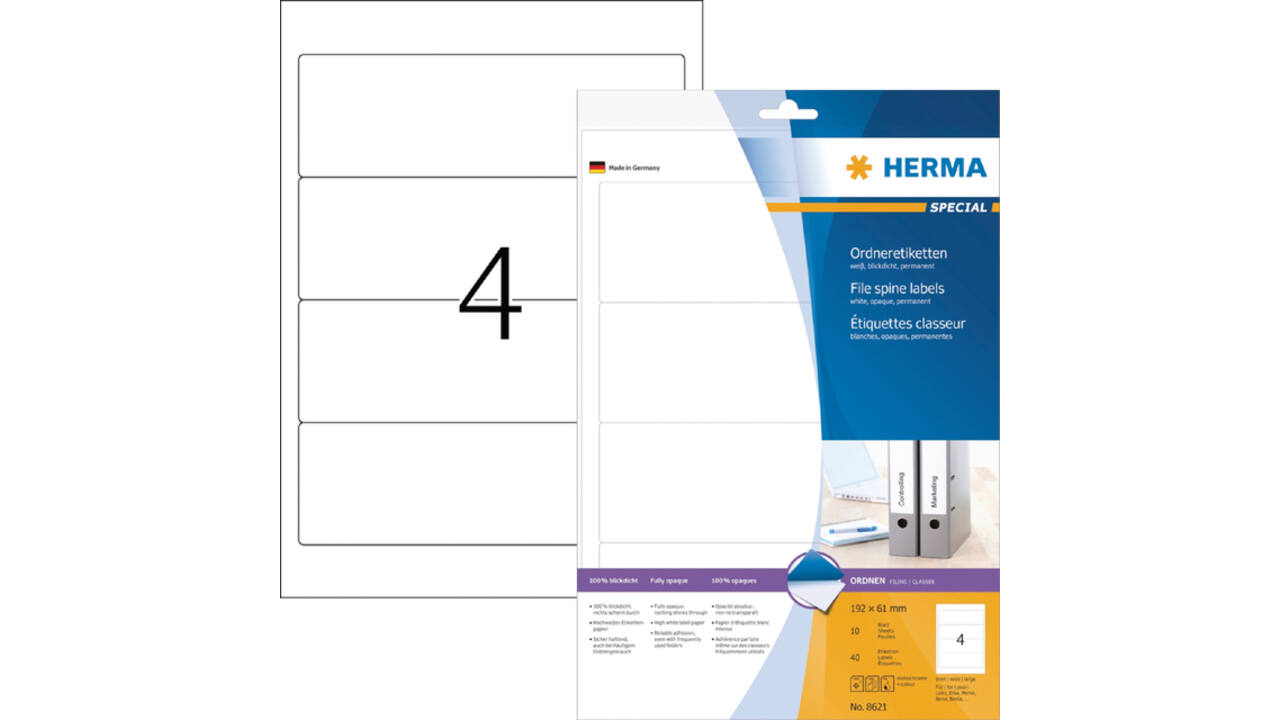 Rugetiket HERMA 5090 smal 38x192mm zelfklevend wit