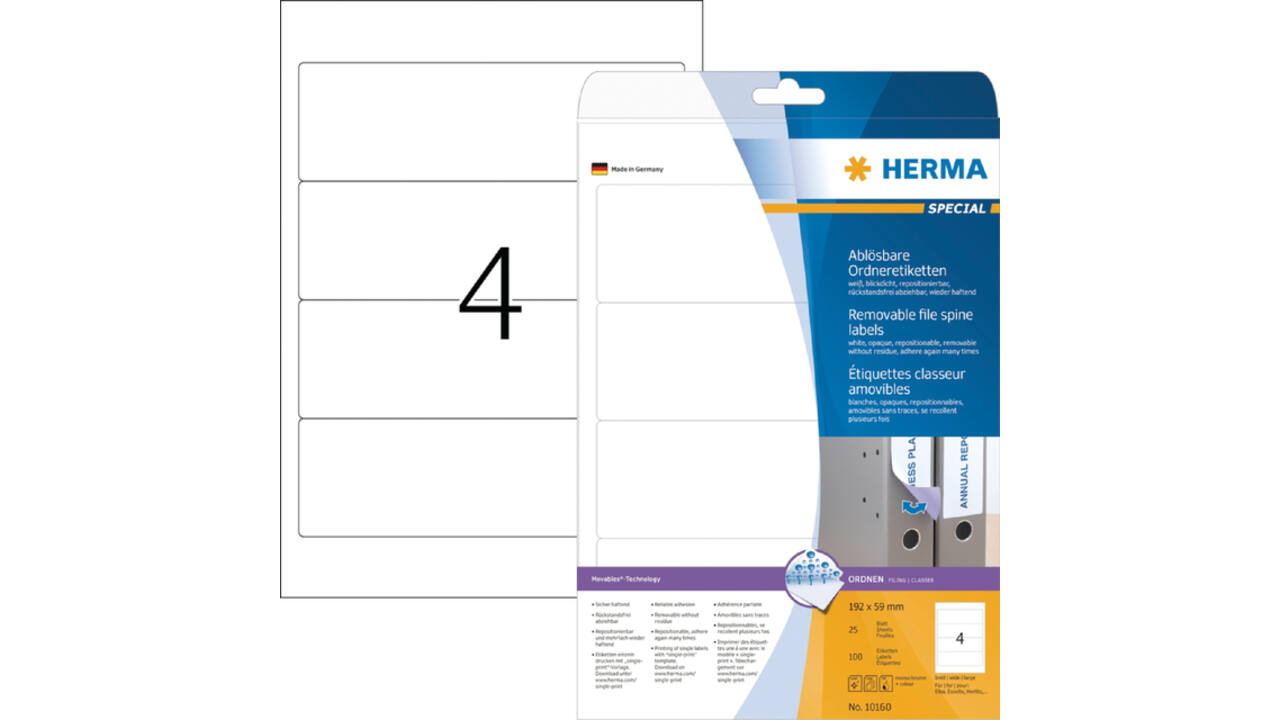 Rugetiket HERMA 101600 breed 59x192mm verwijderbaar wit