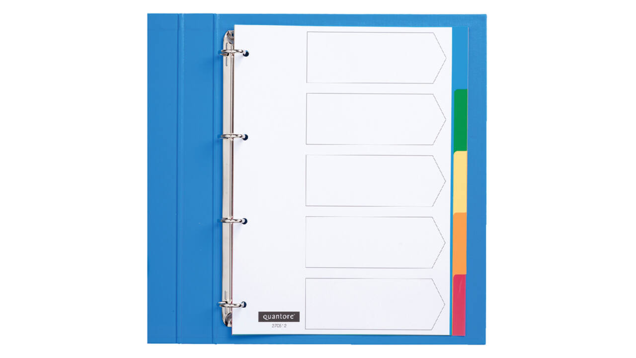 Tabbladen Quantore 4-gaats 5-delig assorti tabs PP