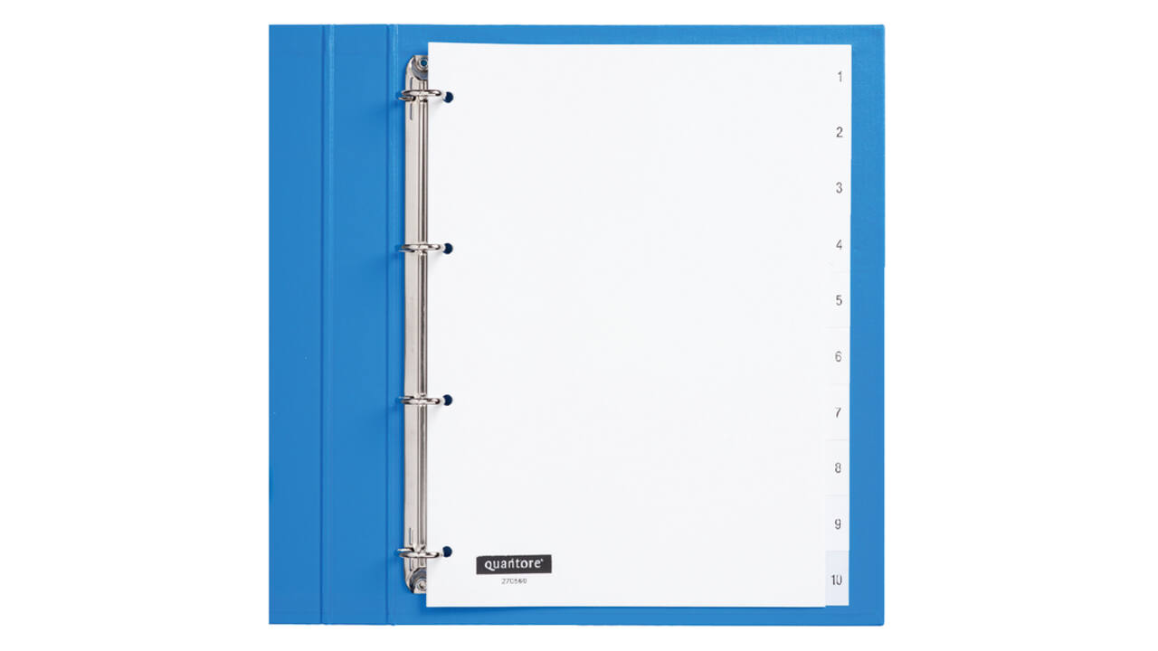 Tabbladen Quantore 4-gaats 1-10 genummerd wit PP