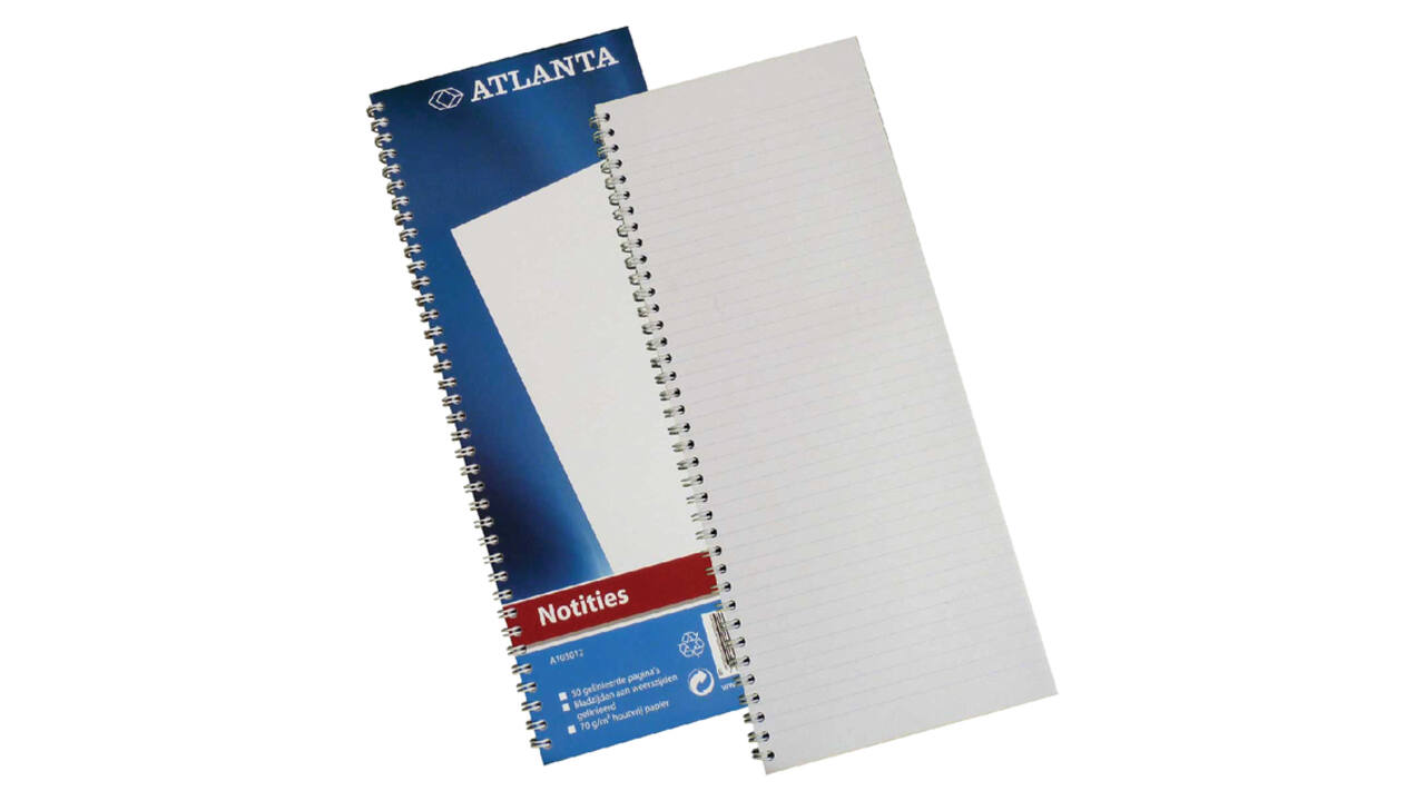 Notitieboek Djois Atlanta enkelvoudig 330x135mm 100 pagina's blauw