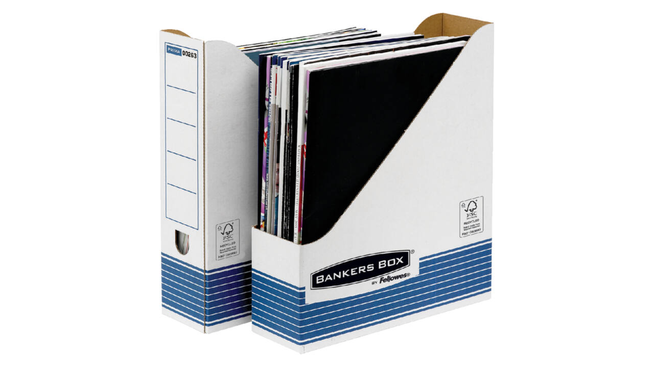 Tijdschriftcassette Bankers Box System A4  wit blauw