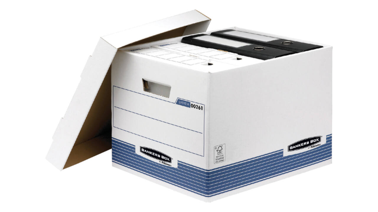 Archiefdoos Bankers Box System standaard wit blauw